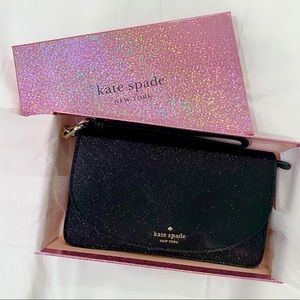 Kate Spade Black Glitter Wallet Wristlet